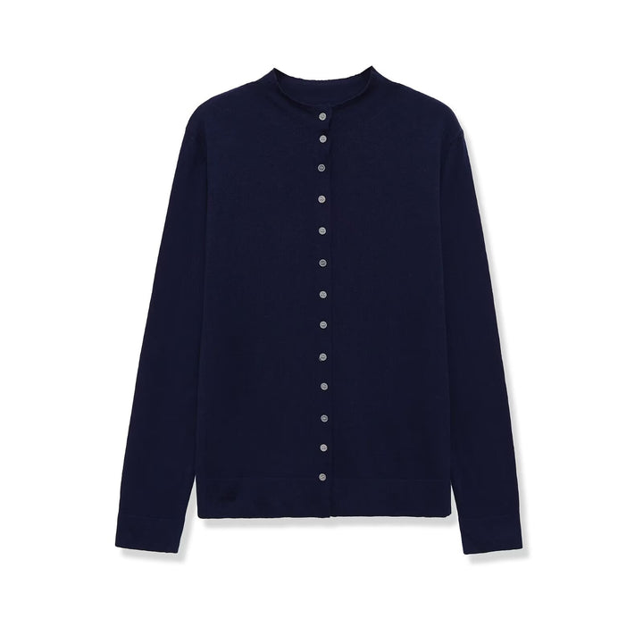 Women's fine knit cardigan with button placket and round neckline Mune Fashion