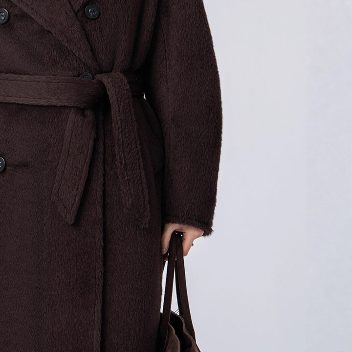 Women's Luxurious Double-Breasted Fleece Coat Mune Fashion