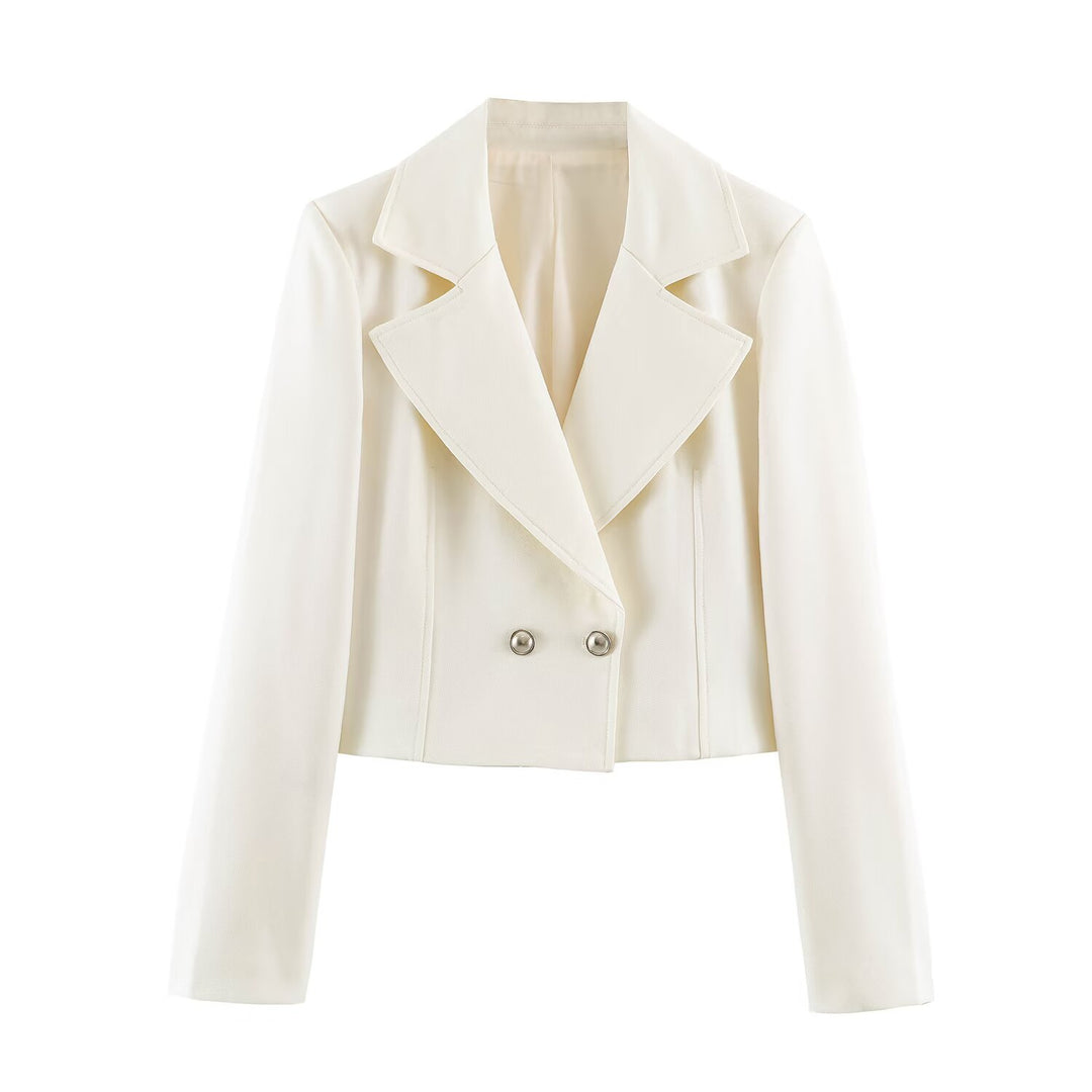 Women's short blazer in boxy cut with oversized lapels and double-breasted Mune Fashion