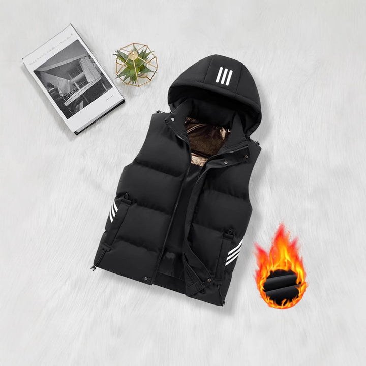 Men's thermal quilted vest with removable hood, quilted insulation and reflective stripes Mune Fashion