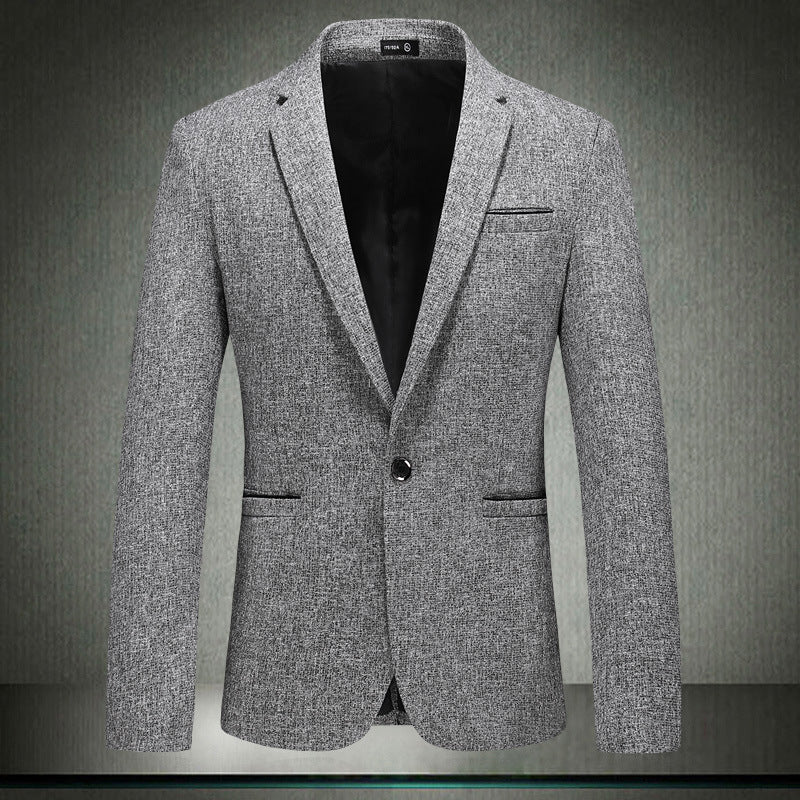 Men's tailored single-breasted blazer made of mélange wool blend with narrow lapels Mune Fashion