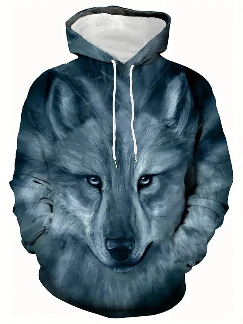 Women's Hoodie with Wolf and Butterfly Motif Mune Fashion