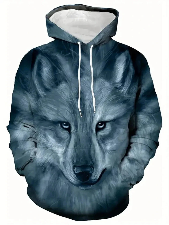 Women's Hoodie with Wolf and Butterfly Motif Mune Fashion