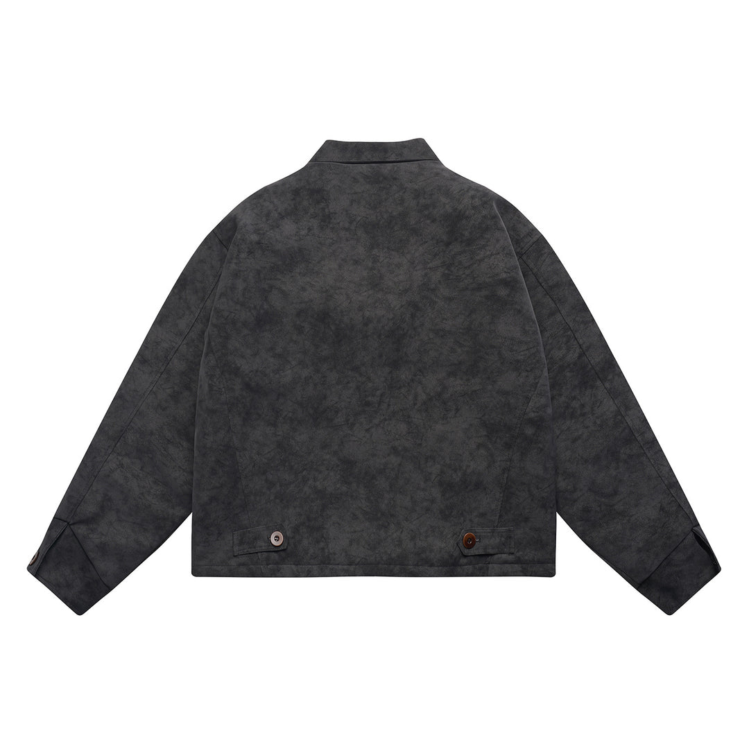 Men's short-cut suede-look blouson with patch flap pockets and shirt collar Mune Fashion