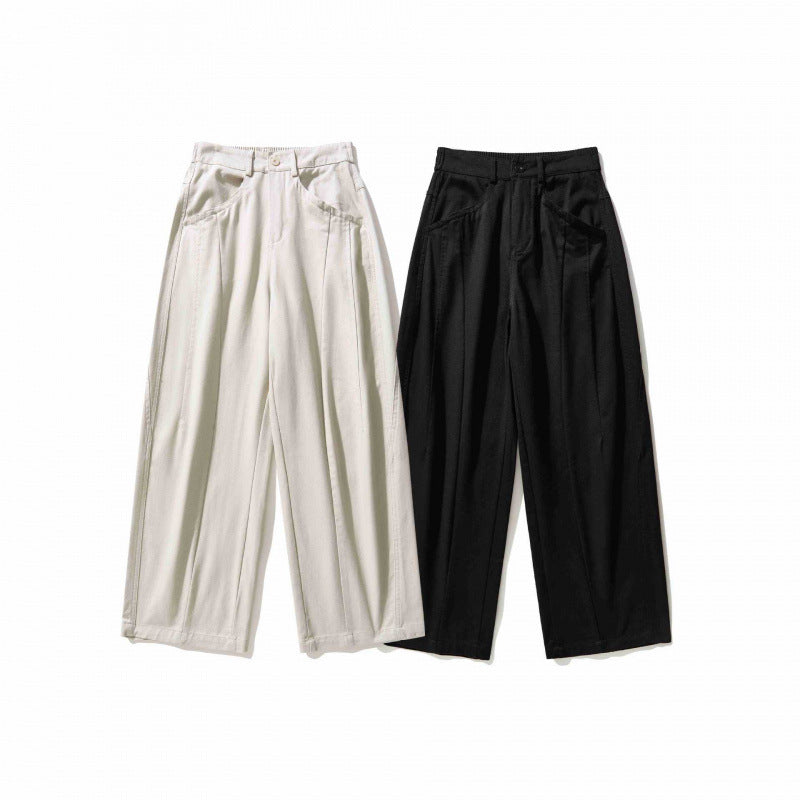 Ladies Wide Pleated Trousers with High Waist and Straight Wide Leg Mune Fashion