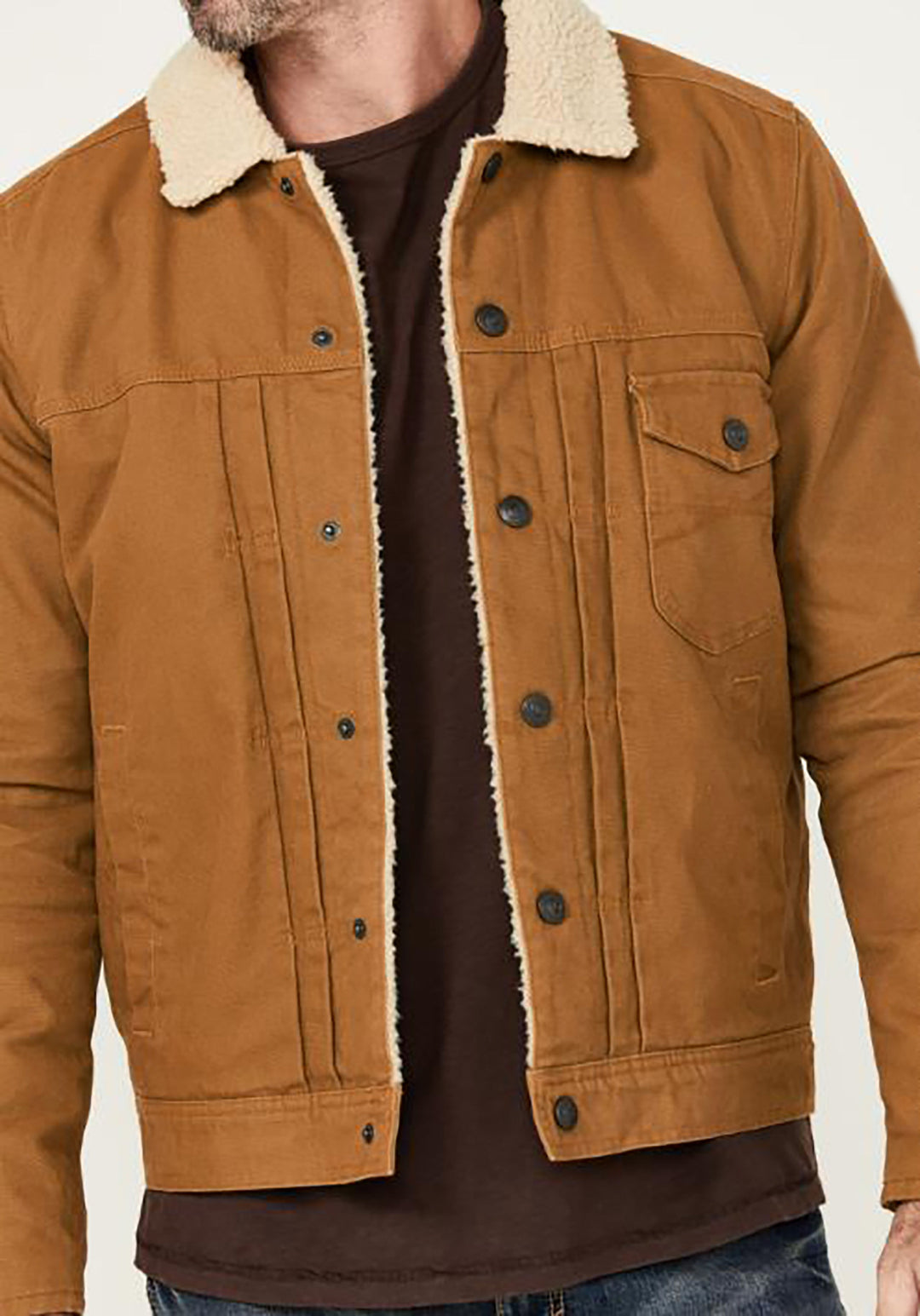 Men's Sherpa-lined trucker jacket with faux fur collar Mune Fashion