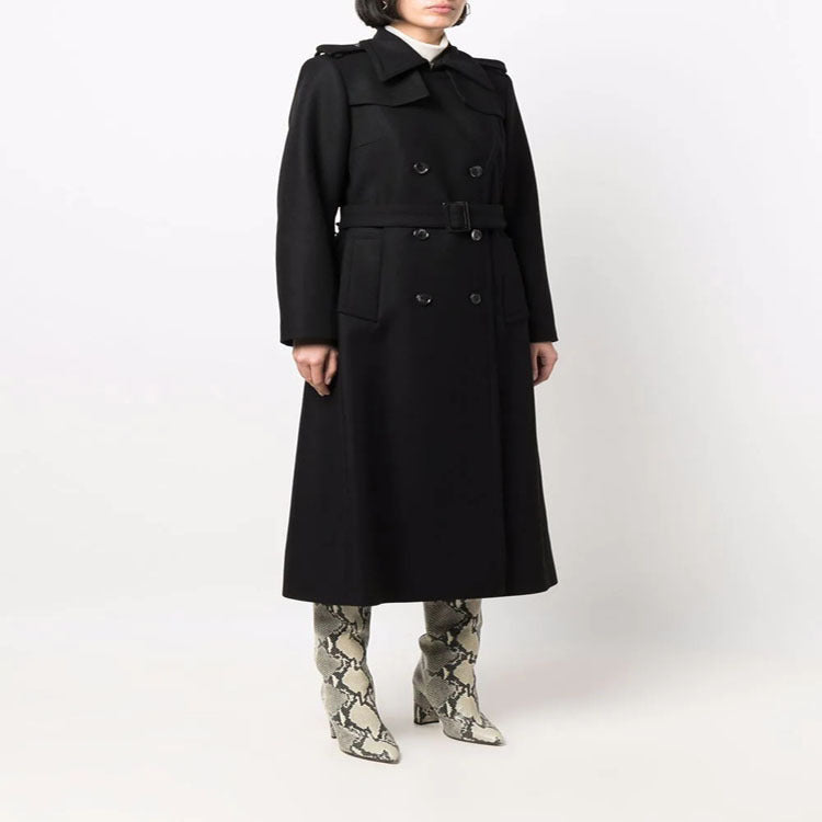 Women's trench coat-style overcoat with defined waist and shoulder straps Mune Fashion