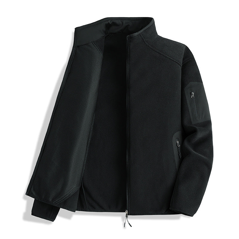 Men's fleece jacket with stand-up collar and softshell inserts Mune Fashion