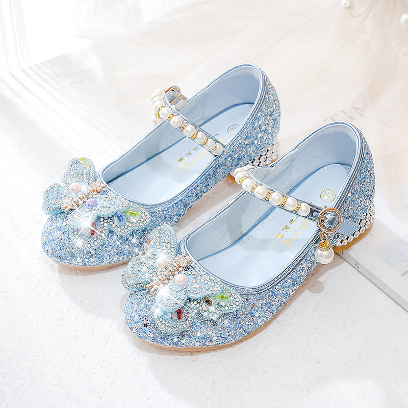 Girls' ballerinas with sparkling butterfly appliqués and pearl embellishments Mune Fashion