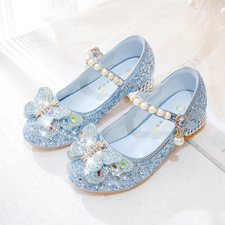 Girls' ballerinas with sparkling butterfly appliqués and pearl embellishments Mune Fashion