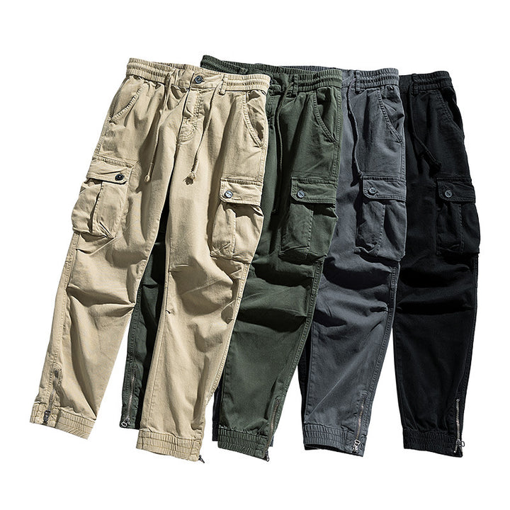 Men's Twill Cargo Jogger with elastic comfort waistband, multiple flap pockets, and zippered ankle Mune Fashion