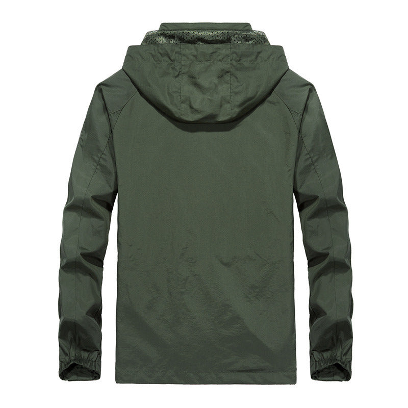 Men's Lightweight Wind-Resistant Softshell Outdoor Jacket with Hood, Mesh Lining, and Multifunctional Pockets Mune Fashion