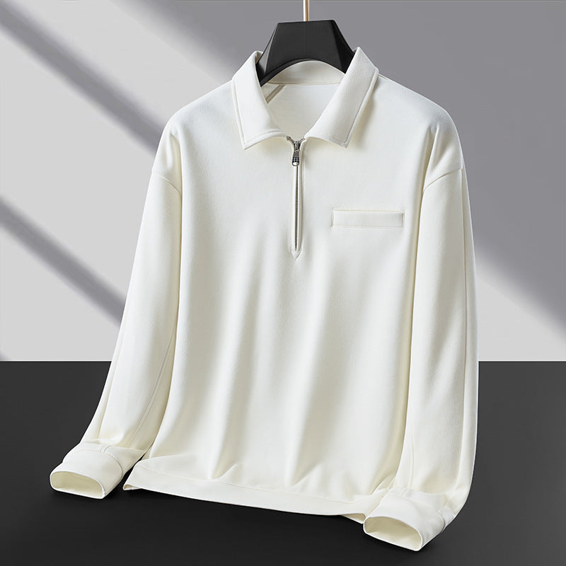 Men's Polo Sweatshirt with Half Zip and Warming Fleece Lining Mune Fashion