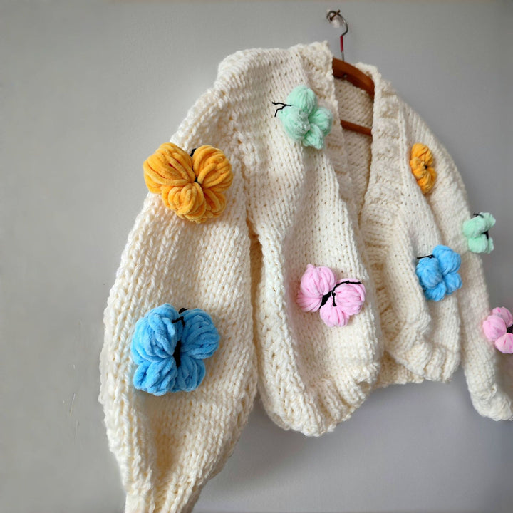 Women's Fashion Cardigan with Floral Decor