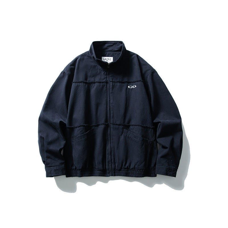 Unisex Boxy Transitional Jacket with Stand-Up Collar, Concealed Zipper and Elastic Hem Mune Fashion