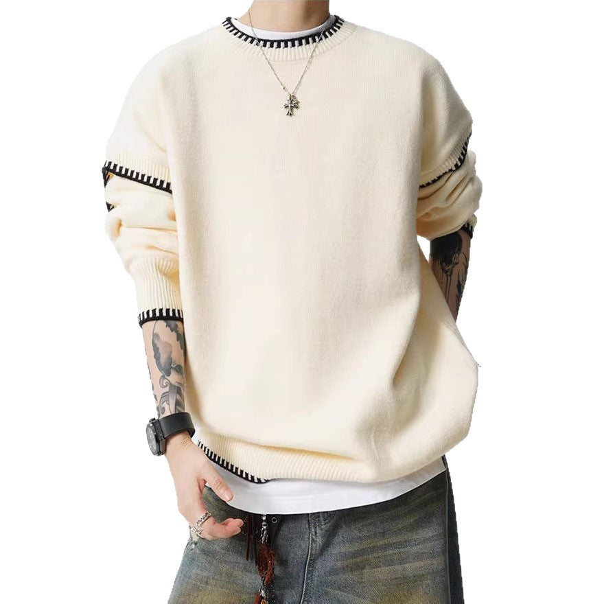 Men's chunky knit sweater with contrast seams Mune Fashion