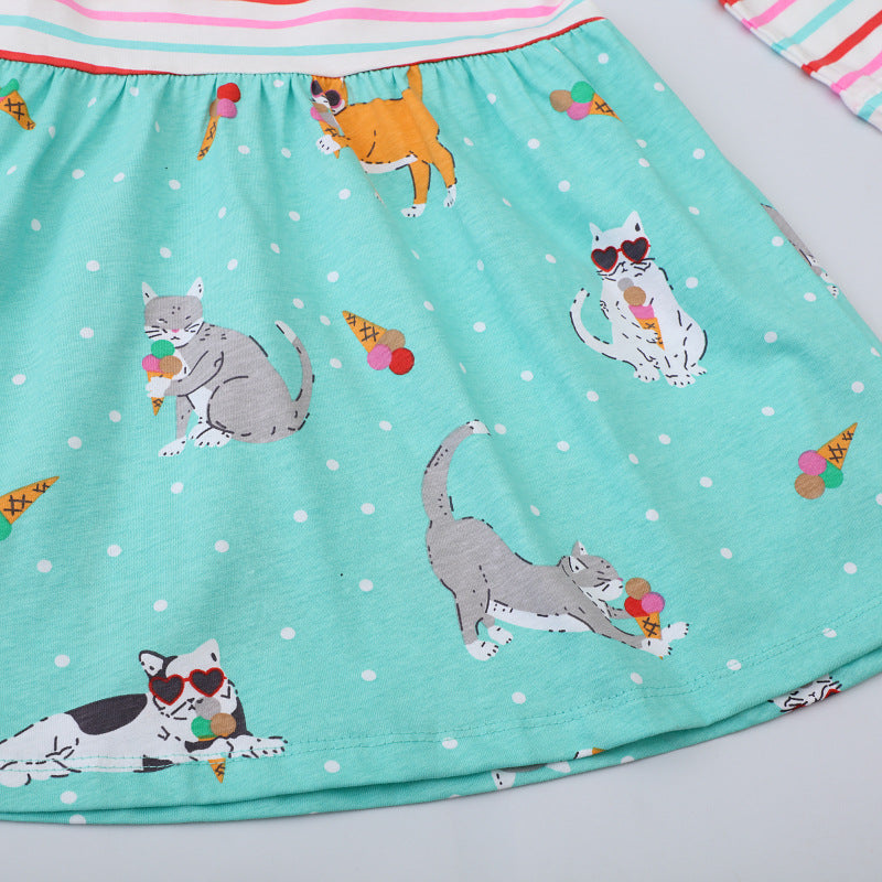 Girls cotton dress with playful animal design Mune Fashion