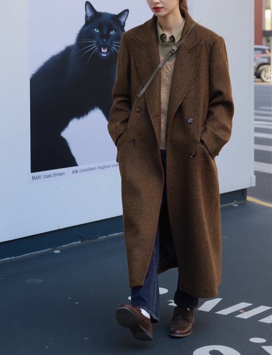 Women's Elegant and Modern Wool Trench Coat Drune