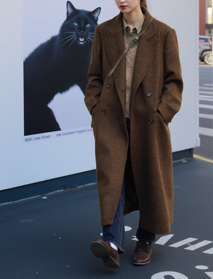Women's Elegant and Modern Wool Trench Coat Drune