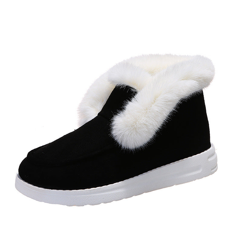 Women Padded Short Boot Slippers with Faux Fur Trim and Light Rubber Sole Mune Fashion