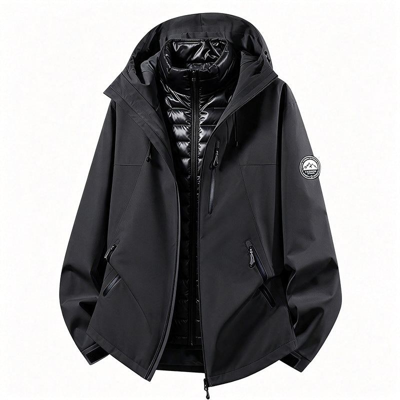 Unisex non-waterproof three-piece softshell jacket with detachable quilted inner jacket and hood Mune Fashion