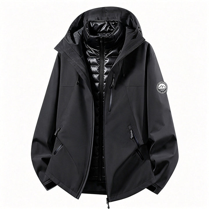 Unisex non-waterproof three-piece softshell jacket with detachable quilted inner jacket and hood Mune Fashion