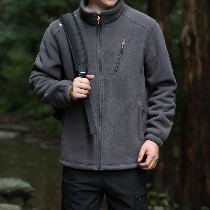 Men's Technical Fleece Jacket with Stand-up Collar, Chest Zip & Reinforced Front Pockets Mune Fashion
