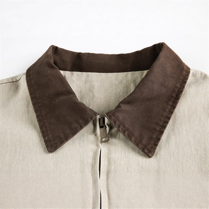 Unisex Boxy-Canvas-Jacket with contrast collar and multifunctional flap pockets Mune Fashion