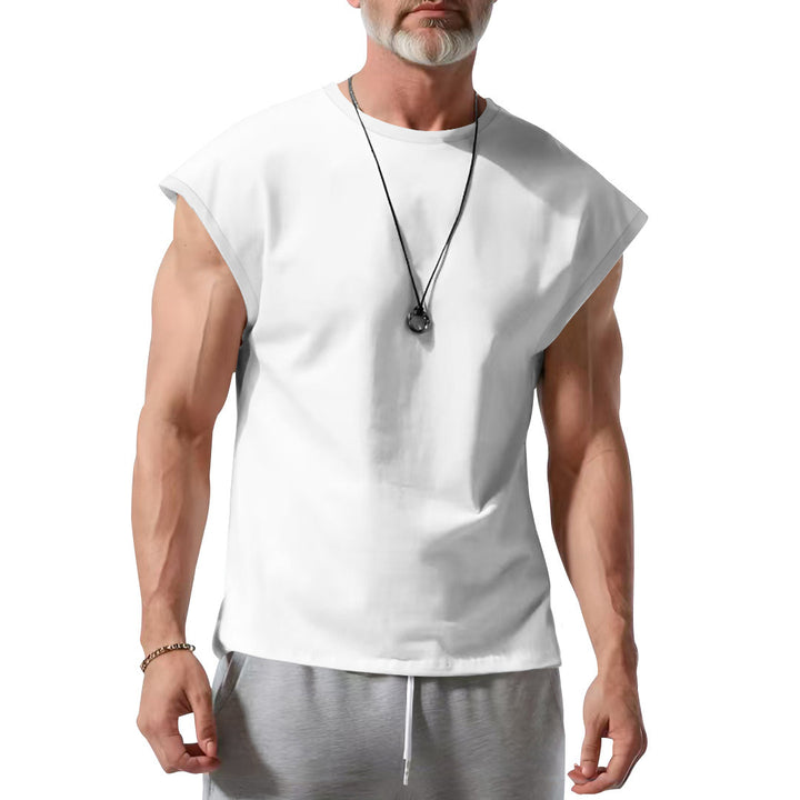 Men's lightweight athletic sleeveless muscle shirt with raw arm finish and elastic cotton blend Mune Fashion