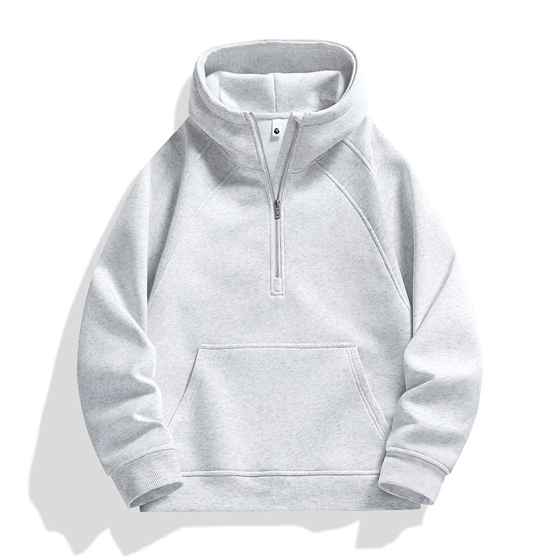 Unisex Half-zip Hoodie with High Collar, Kangaroo Pocket & Ribbed Cuffs Mune Fashion