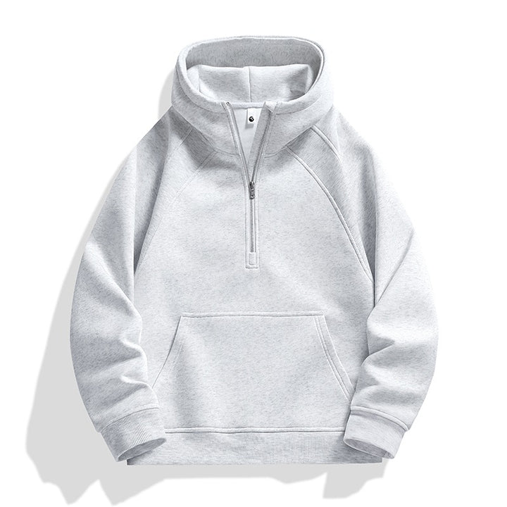 Unisex Half-zip Hoodie with High Collar, Kangaroo Pocket & Ribbed Cuffs Mune Fashion