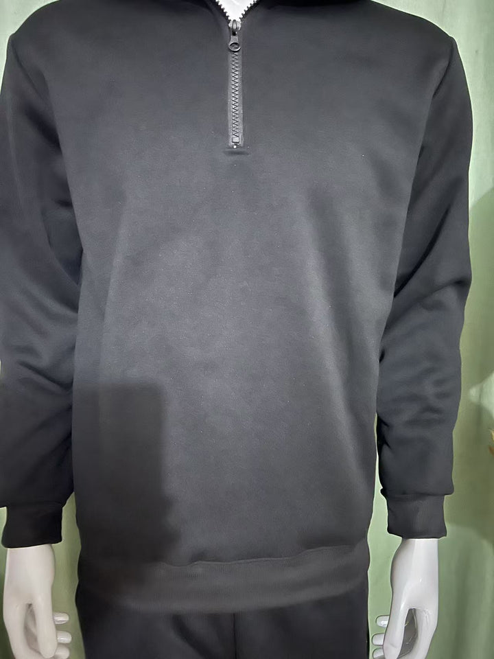 Unisex oversized half-zip sweatshirt with stand-up collar, ribbed cuffs, and soft fleece lining Mune Fashion