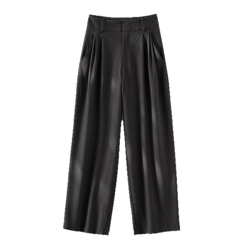 Women's High-Cut Pleated Pants with Wide Leg, Pleats and Side Pockets Mune Fashion