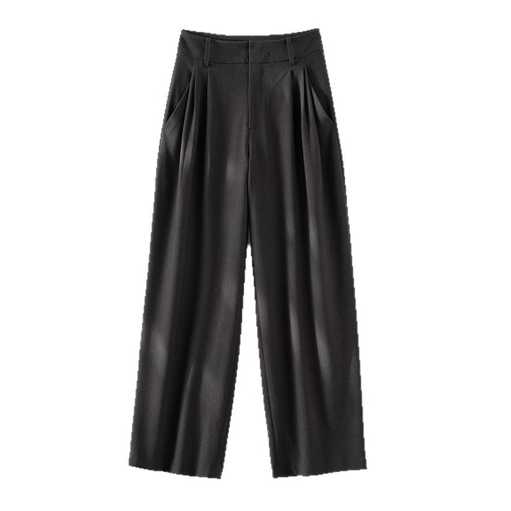 Women's High-Cut Pleated Pants with Wide Leg, Pleats and Side Pockets Mune Fashion