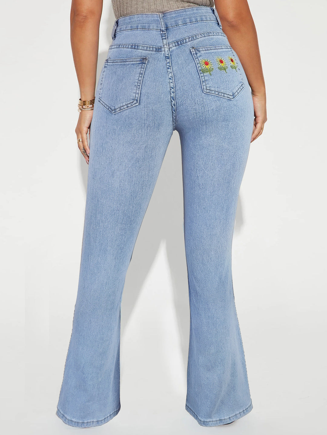 Ladies high-waisted tapered flared jeans with waist-shaping waistband Mune Fashion