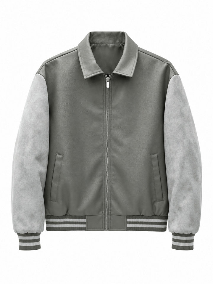 Men's Fashion Faux Leather Bomber Jacket Mune Fashion