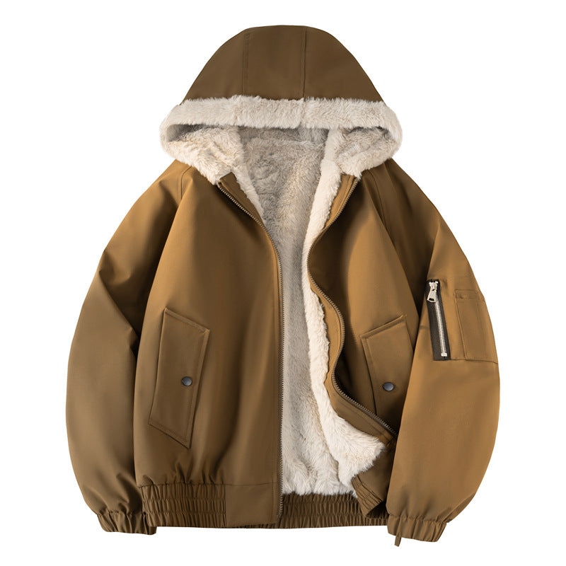 Men's hooded bomber jacket with teddy lining, water-repellent outer shell and utility pockets Mune Fashion
