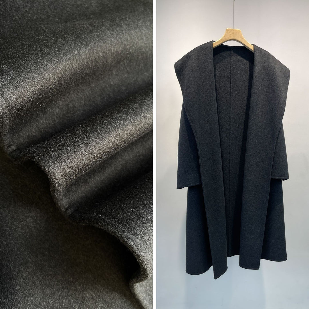 Women Luxury Long Hair Coat made of Wool Blend Mune Fashion