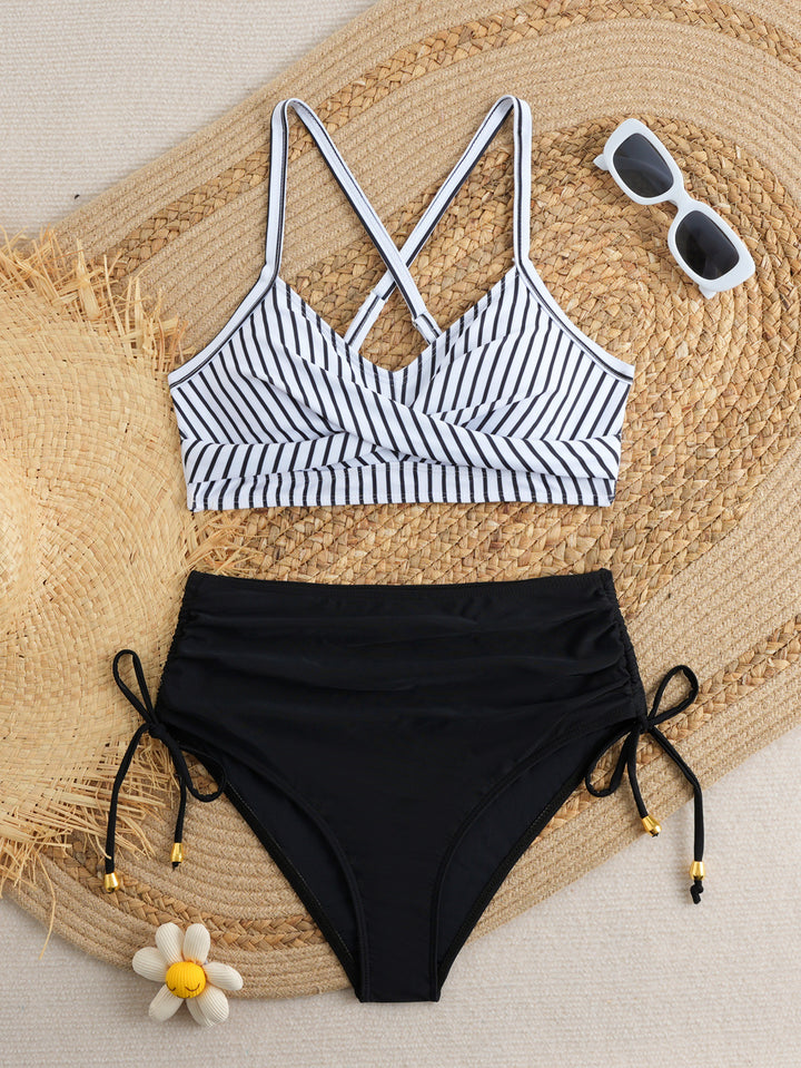Women's High-Waisted Bikini Set with Wrap Top Mune Fashion