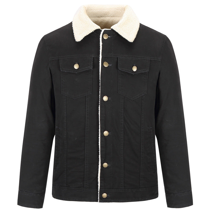 Men's Cotton Canvas Trucker Jacket with Sherpa Collar and Full Teddy Lining Mune Fashion