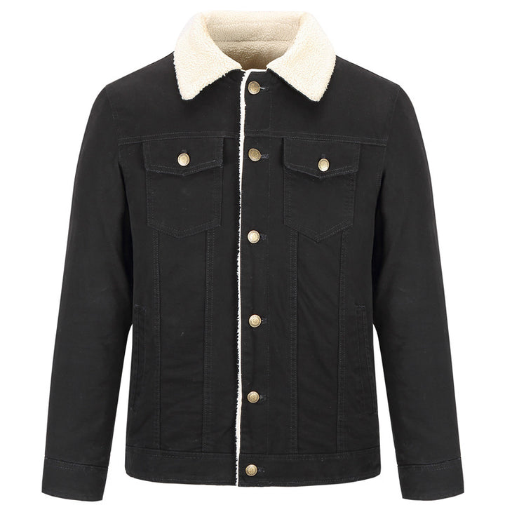 Men's Cotton Canvas Trucker Jacket with Sherpa Collar and Full Teddy Lining Mune Fashion