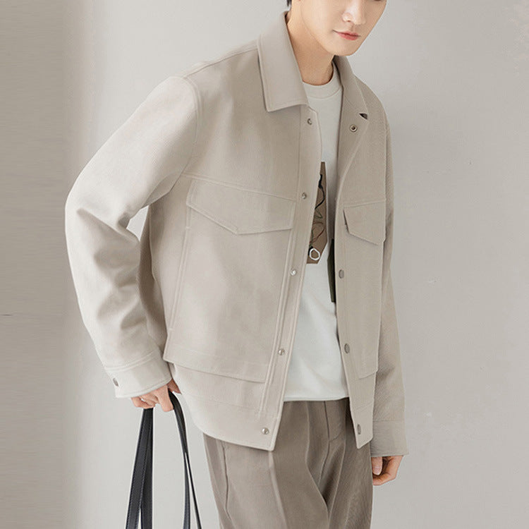 Men's Boxy Overshirt-Jacket with Snap Buttons and Patch Pockets Mune Fashion