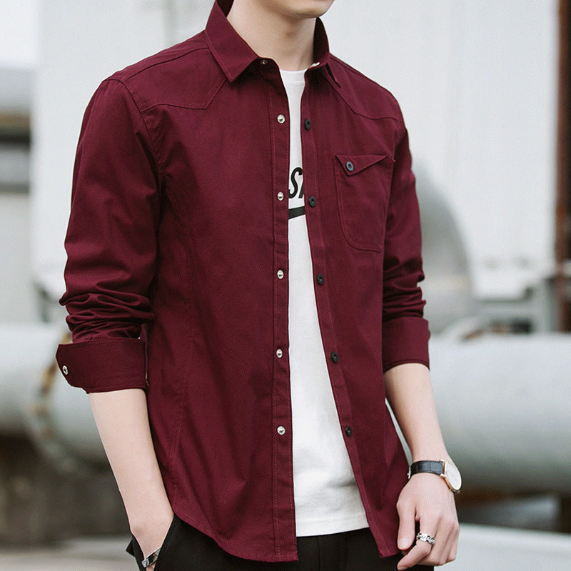 Men's cotton overshirt in worker style with chest flap pocket and shirt collar Mune Fashion