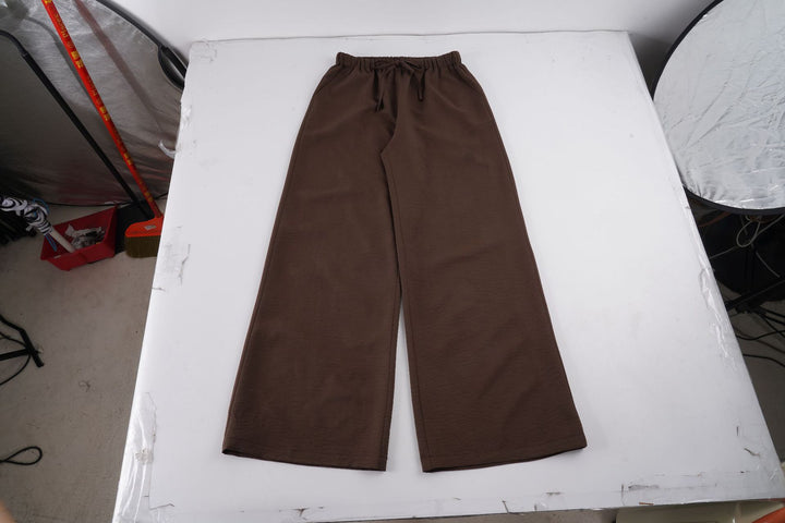 Women's Wide Lounge Pants with Elastic Waist and Drawstring Mune Fashion