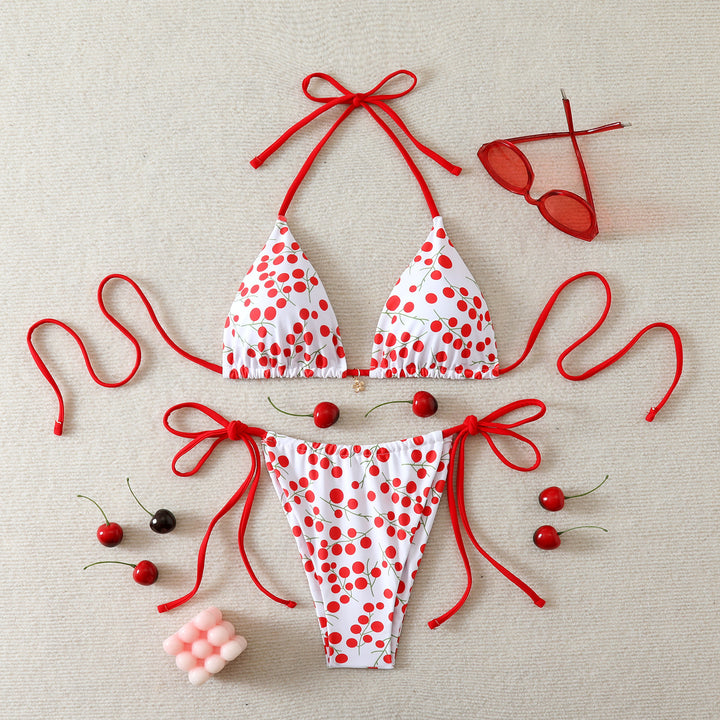 Women's triangle bikini with playful cherry pattern Mune Fashion