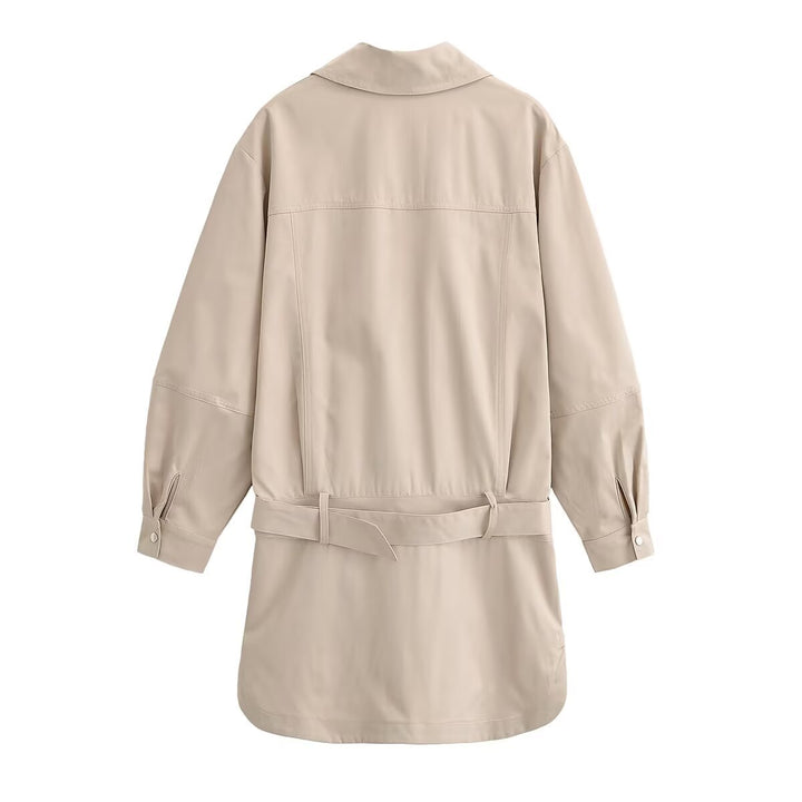 Ladies longline shirt dress with waist belt and oversized silhouette Mune Fashion