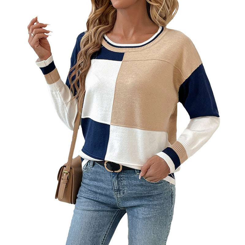Women's Fashionable Sweatshirt with Block Stripes Mune Fashion