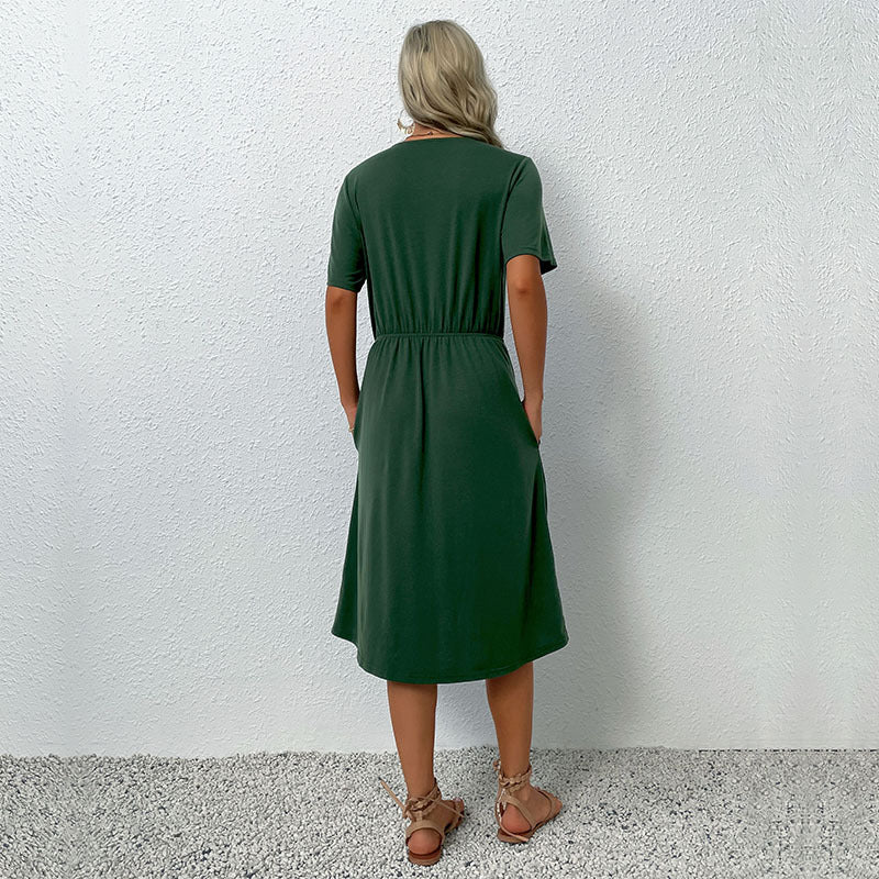 Women Wrap Dress with Button Details Mune Fashion