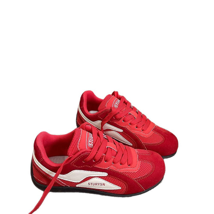 Ladies sporty sneakers with soft suede surface and breathable mesh structure Mune Fashion