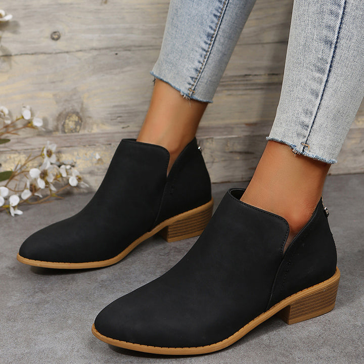 Women's ankle-high Chelsea boots with padded comfort insole and wood-look block heel Mune Fashion